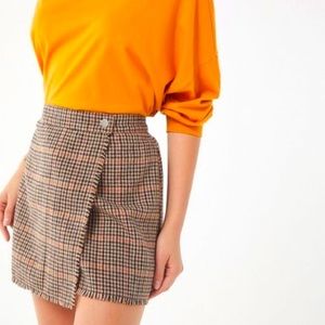 UO Teryn Houndstooth Fray Wrap Skirt